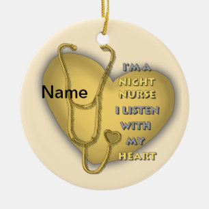 Ornamento De Cerâmica Enfermeira Noite Amarela Enfermeira personalizada