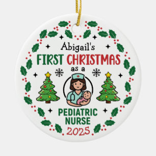Ornamento De Cerâmica Enfermeira Pediátrica Primeira Árvore de Natal Per