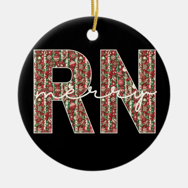 Ornamento De Cerâmica Enfermeira Personalizada de Natal de Primeiro Ano (Frente)