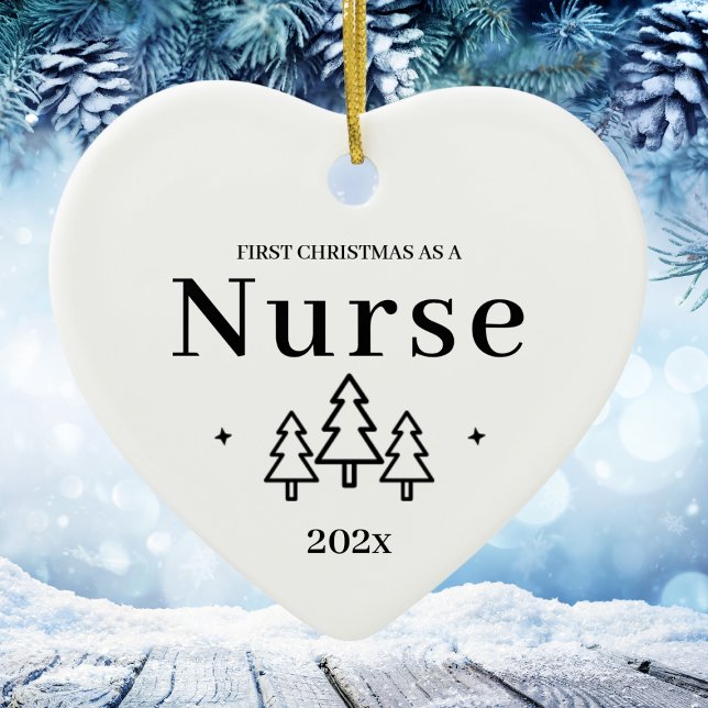Ornamento De Cerâmica Enfermeira Primeira Ornação de Natal 2024 (Nurse First Christmas Ornament 2024
)