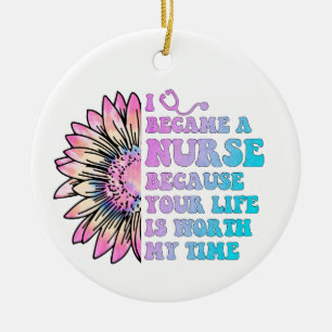 Ornamento De Cerâmica Enfermeira sua vida vale o meu tempo