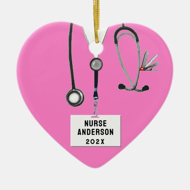 Ornamento De Cerâmica Enfermeiro Coletor de Natal (Frente)