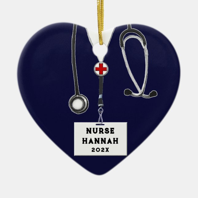 Ornamento De Cerâmica Enfermeiro Coletor de Natal (Frente)