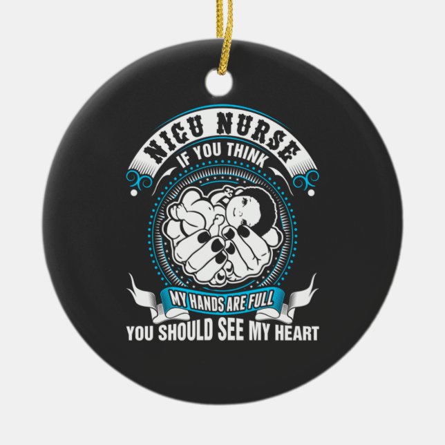 Ornamento De Cerâmica Enfermeiro| Enfermeira De Nicu Cheio (Frente)