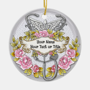 Ornamento De Cerâmica enfermeiro estetoscópio caduceus