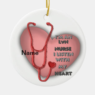 Ornamento De Cerâmica Enfermeiro LVN Red Heart