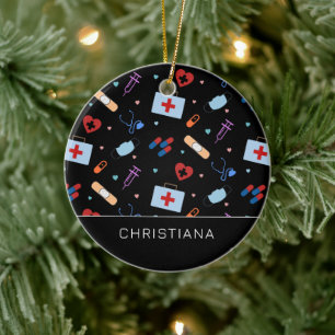 Ornamento De Cerâmica Enfermeiro Personalizado Padrão Médico