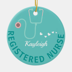 Ornamento De Cerâmica Enfermeiro Registrado Personalizado - estetoscópi