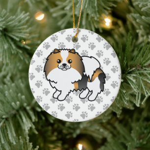 Ornamento De Cerâmica Enfermeiro Tricolor Pomeraniano Cão e patas