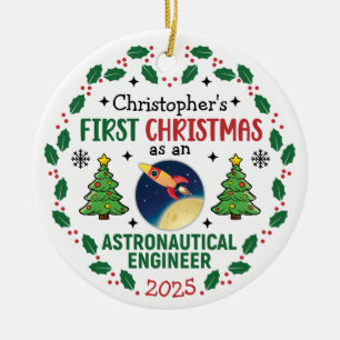Ornamento De Cerâmica Engenheiro Astronômico Primeiro Natal