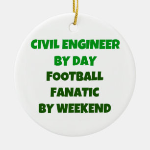 Ornamento De Cerâmica Engenheiro civil por dia de futebol Fanático no fi