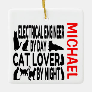 Ornamento De Cerâmica Engenheiro Elétrico Ama Cats PERSONALIZADO