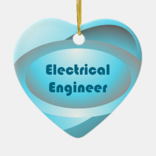 Ornamento De Cerâmica Engenheiro Elétrico Azul