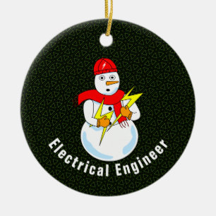 Ornamento De Cerâmica Engenheiro elétrico Snowman