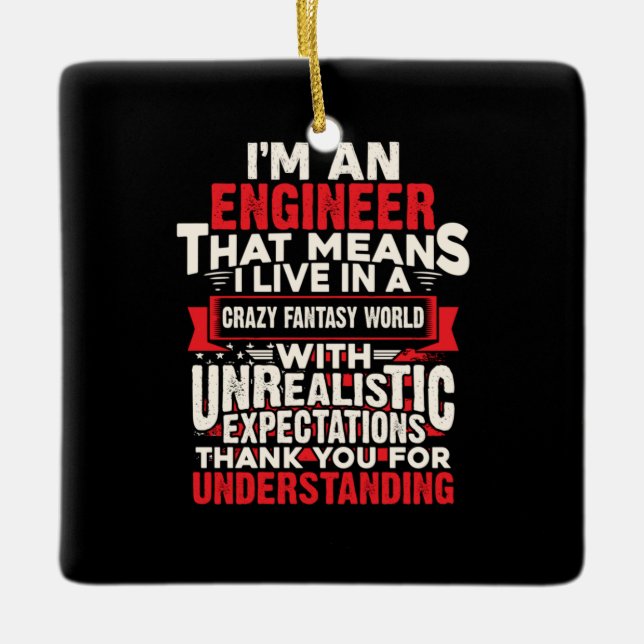 Ornamento De Cerâmica Engenheiro Eu Sou Um Engenheiro (Frente)