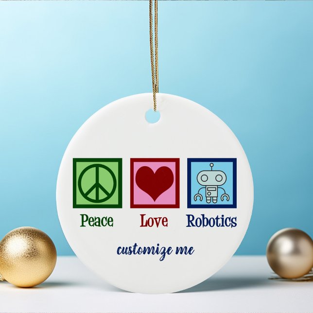 Ornamento De Cerâmica Engenheiro Robótico Peace Love Personalizado (Criador carregado)