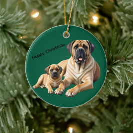 Ornamento De Cerâmica Englische Dogge Mastiff mit Kind