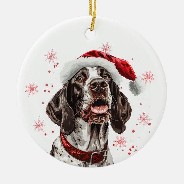 Ornamento De Cerâmica English Pointer Dog Christmas Personalized (Frente)