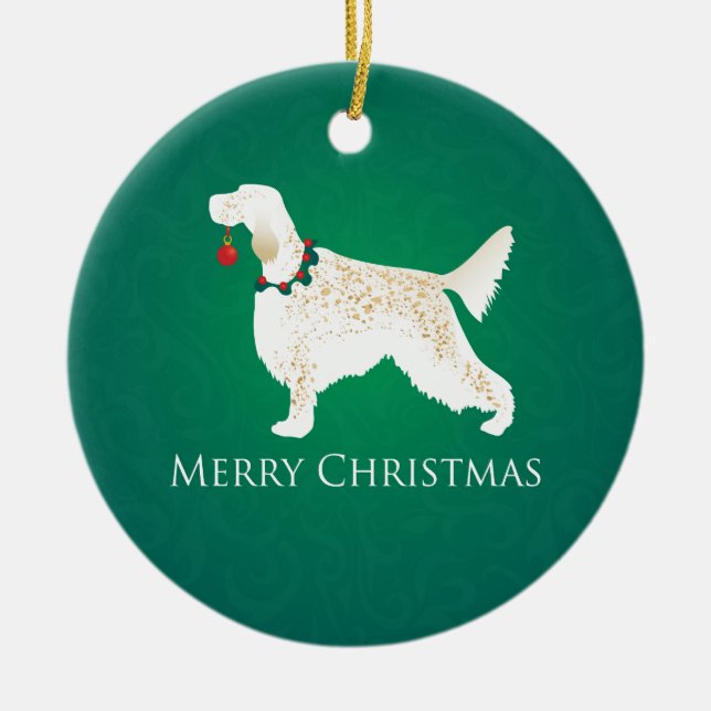 Ornamento De Cerâmica English Setter Felry Christmas Design (Frente)