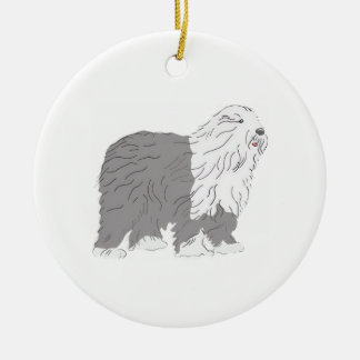 Ornamento De Cerâmica English Sheepdog