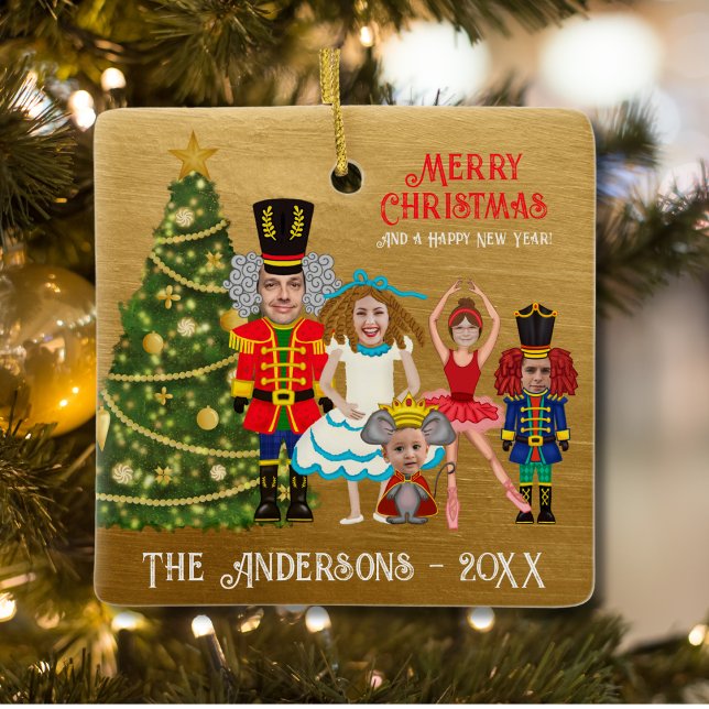 Ornamento De Cerâmica Engraçado Adicionar Sua Família De Quedas De Rosto (Criador carregado)