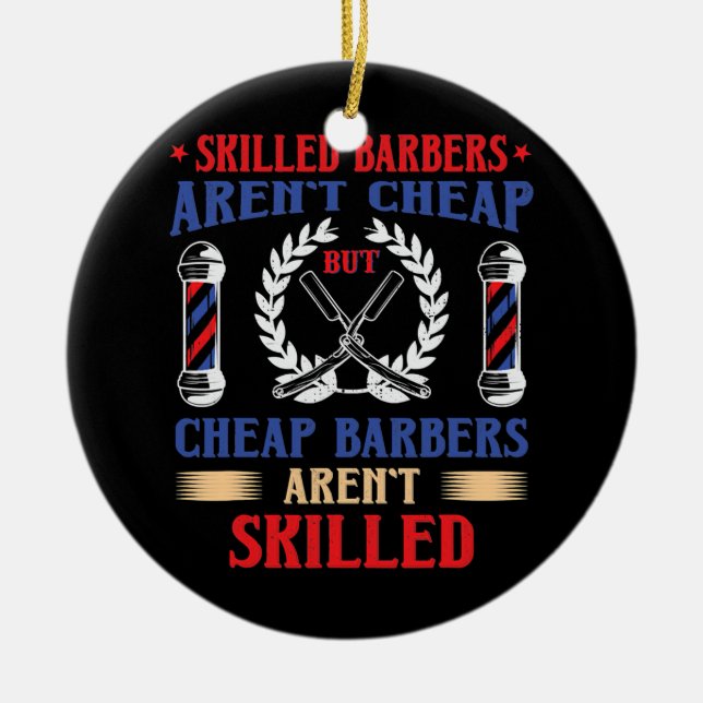 Ornamento De Cerâmica Engraçado Barber Hair Stylist Hairdresser Orud (Frente)