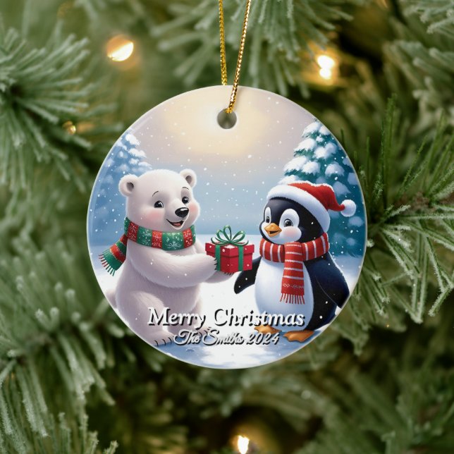 Ornamento De Cerâmica Engraçado, Bonito, Foto da Família ModernaOrnament (Árvore)