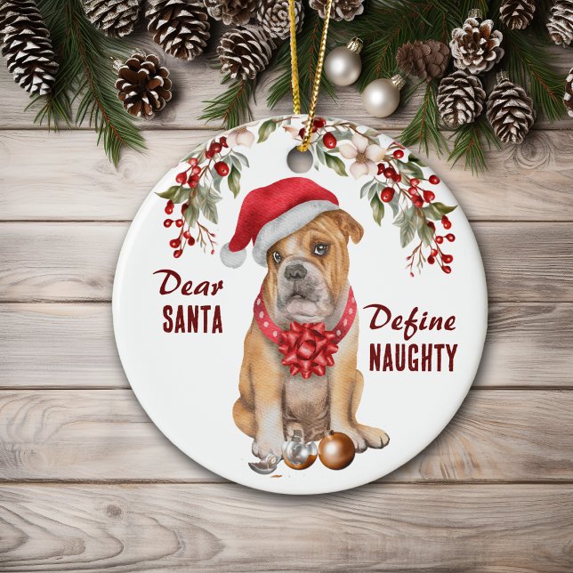 Ornamento De Cerâmica Engraçado Bulldog Definição de Natal Malvado (Criador carregado)