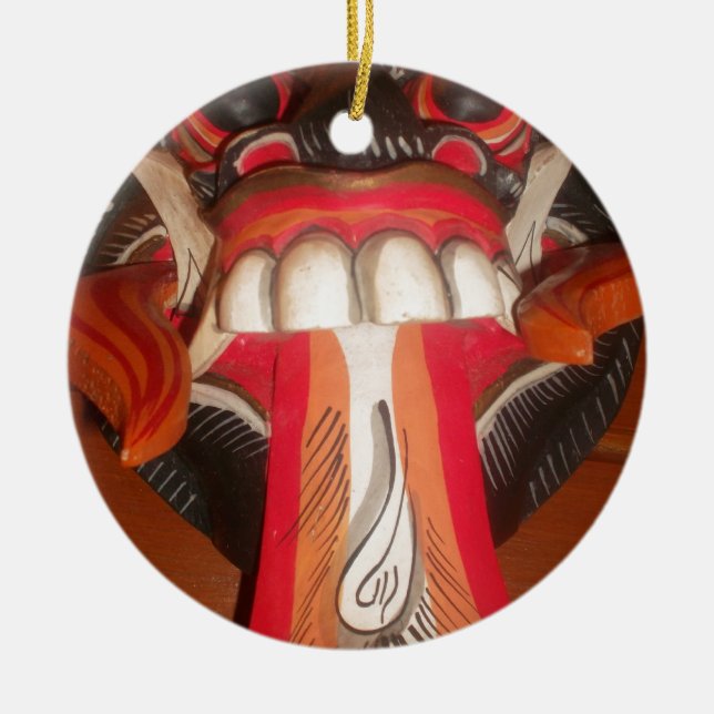 Ornamento De Cerâmica Engraçado Carinho, Máscara de Halloween (Frente)