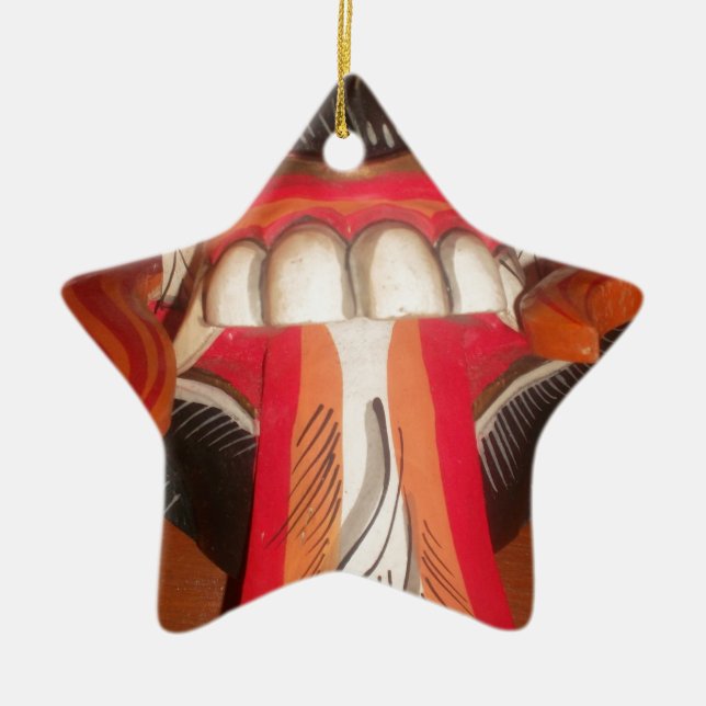 Ornamento De Cerâmica Engraçado Carinho, Máscara de Halloween (Frente)