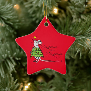 Ornamento De Cerâmica Engraçado Cartografia de Árvore de Mouse Bonito de