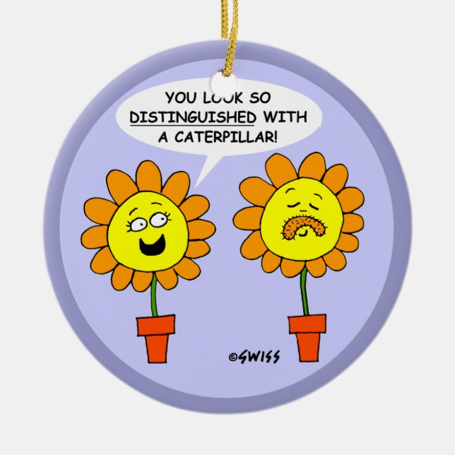 Ornamento De Cerâmica Engraçado Cheiro de bigode Natal (Frente)