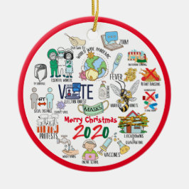 Ornamento De Cerâmica Engraçado Covid 19 2020 Memórias de Natal