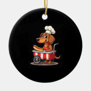 Ornamento De Cerâmica Engraçado Dachshund Cachorro Cachorro Sanduíche We