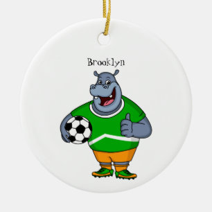 Ornamento De Cerâmica Engraçado desenho animado do jogador de futebol d