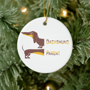 Ornamento De Cerâmica Engraçado e fofo dachshund para os pais de cães lo