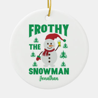 Ornamento De Cerâmica Engraçado Frothy O Neve Personalizado