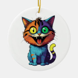 Ornamento De Cerâmica Engraçado - Gato Sorriso -