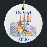 Ornamento De Cerâmica Engraçado Hanukkah Covid Watercolor Quarantine 202<br><div class="desc">Esta design foi criada através da arte digital. Pode ser personalizada na área fornecida ou personalizada alterando a foto ou acrescentando suas próprias palavras. Entre em contato comigo em colorflowcreations@gmail.com se você quiser usar este design em outro produto. Compre minha pintura de acrílico abstrato original para venda em www.etsy.com/shop/colorflowart. Veja...</div>