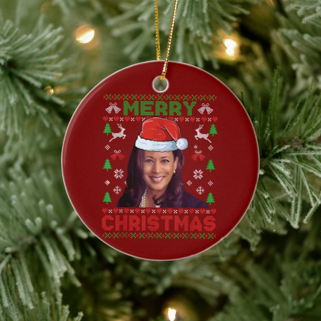 Ornamento De Cerâmica Engraçado Kamala Harris 2024 Feliz Natal Presente (Árvore)