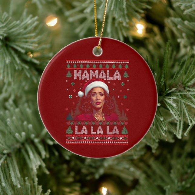Ornamento De Cerâmica Engraçado Kamala Papai Noel Natal Ugly Gift (Árvore)
