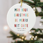 Ornamento De Cerâmica Engraçado Moderno Colorido Colorido Presente de Na<br><div class="desc">Faça amigos e família sorrirem com este Enfeites de natal Personalizado Engraçado. Simplesmente personalize o nome e viola!</div>
