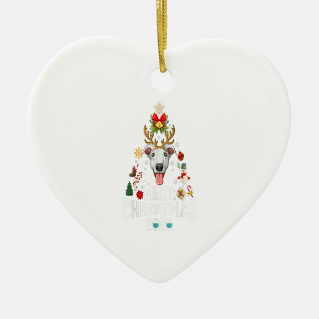 Ornamento De Cerâmica Engraçado Natal 2020 Tree Greyhound Figurume (Frente)