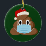Ornamento De Cerâmica Engraçado Natal 2020Poop Emoji Veste uma máscara<br><div class="desc">Engraçado Natal 2020Poop Emoji Veste um ornamento cerâmico em máscara</div>