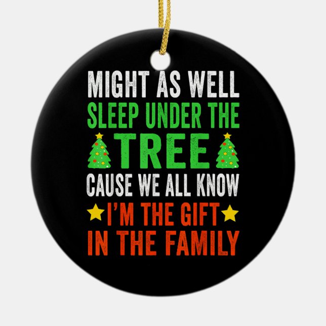 Ornamento De Cerâmica Engraçado Natal Crianças de Natal Pijamas Meninas  (Frente)