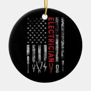 Ornamento De Cerâmica Engraçado Patriótico de Bandeira Americana Eletrôn