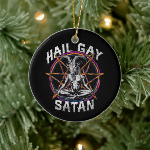 Ornamento De Cerâmica Engraçado Salve Satanás Gay LGBT Gótico Orgulho Ga