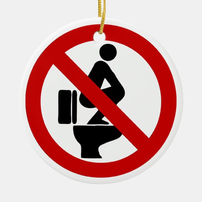 Ornamento De Cerâmica Engraçado sem pés no assento ⚠ símbolo tailandês ⚠ (Frente)