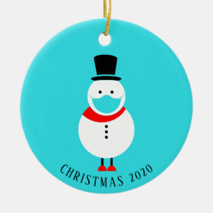 Ornamento De Cerâmica Engraçado Snowman no Rosto Máscara Natal Persona