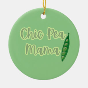 Ornamento De Cerâmica Engraçado Vegan Chic Pea Mama Mulheres